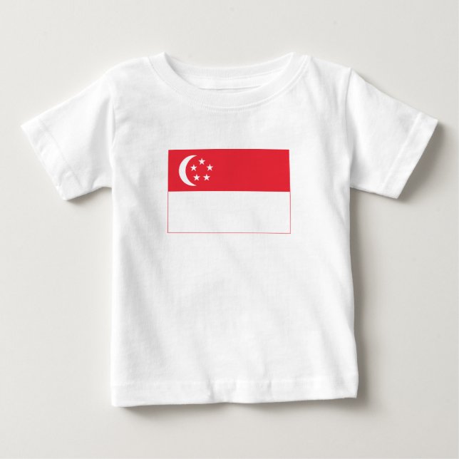 Camiseta Para Bebê Bandeira de Singapura (Frente)