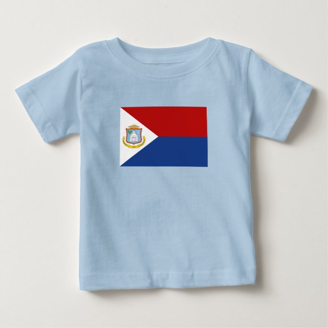 Camiseta Para Bebê Bandeira de Sint Maarten (Frente)