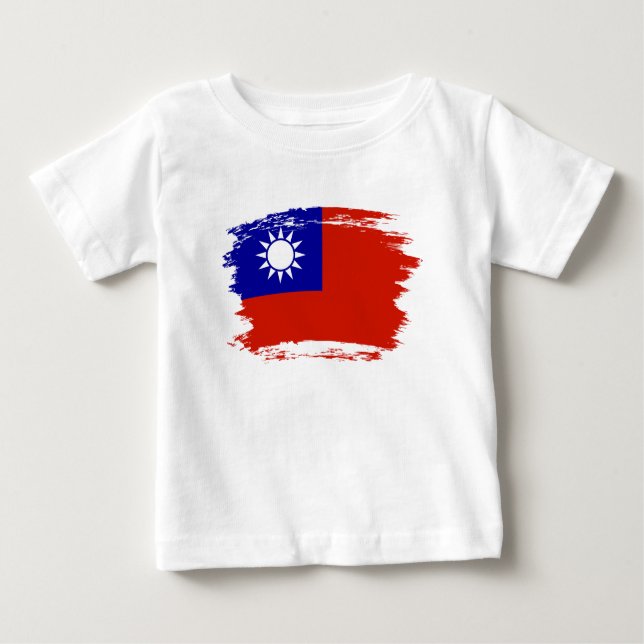 Camiseta Para Bebê Bandeira de Taiwan (Frente)