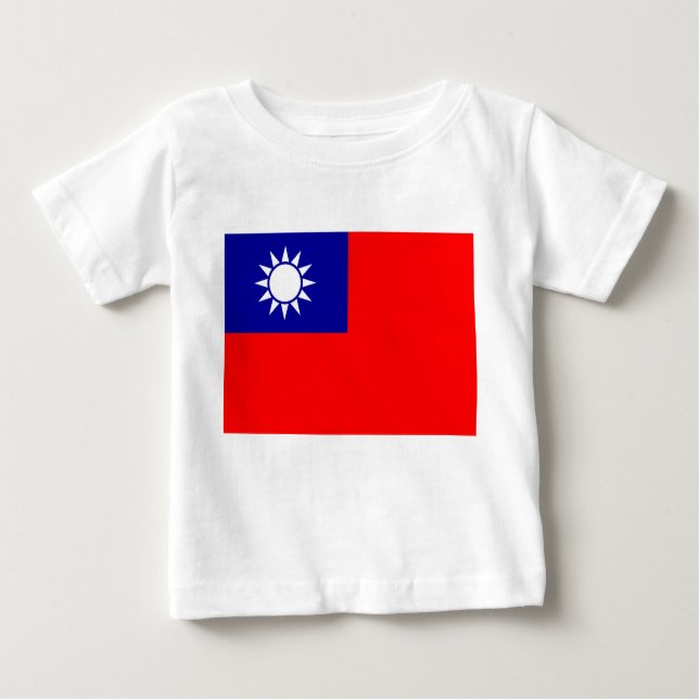 Camiseta Para Bebê Bandeira de Taiwan: República da China, Taipé Chin (Frente)