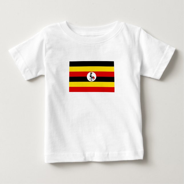 Camiseta Para Bebê Bandeira de Uganda (Frente)