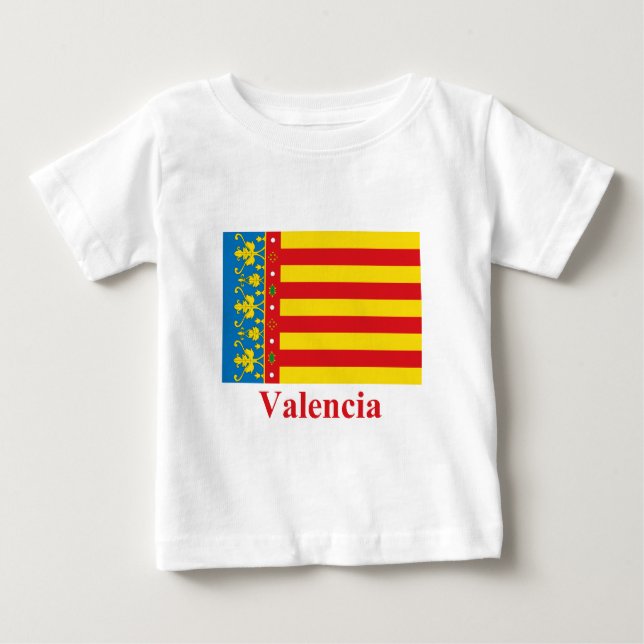 Camiseta Para Bebê Bandeira de Valência com nome (Frente)
