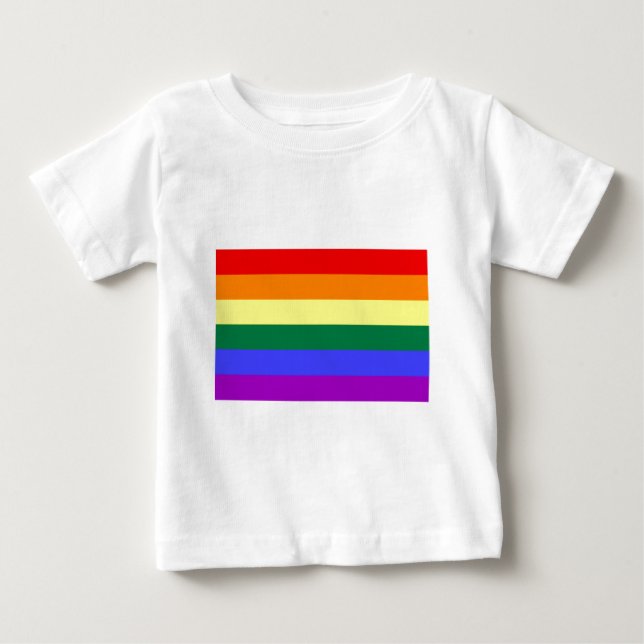 Camiseta Para Bebê Bandeira do arco-íris de LGBT (Frente)