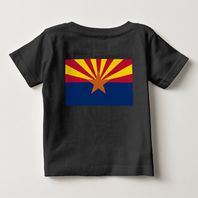 Camiseta Para Bebê Bandeira do Arizona: Estrela Cadente Sol, O Estado (Verso)