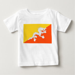 Camiseta Para Bebê Bandeira do Butão (Butão) (Dragão Thunder)