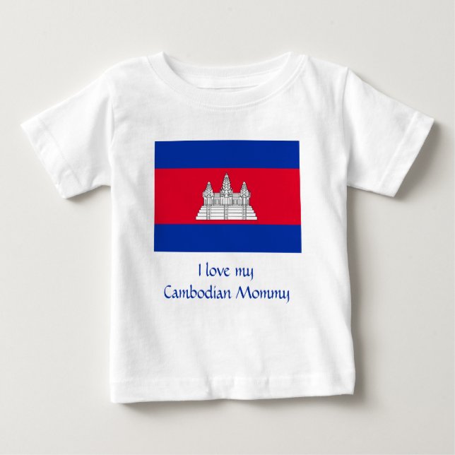 Camiseta Para Bebê Bandeira do Camboja (Frente)