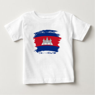 Camiseta Para Bebê Bandeira do Camboja