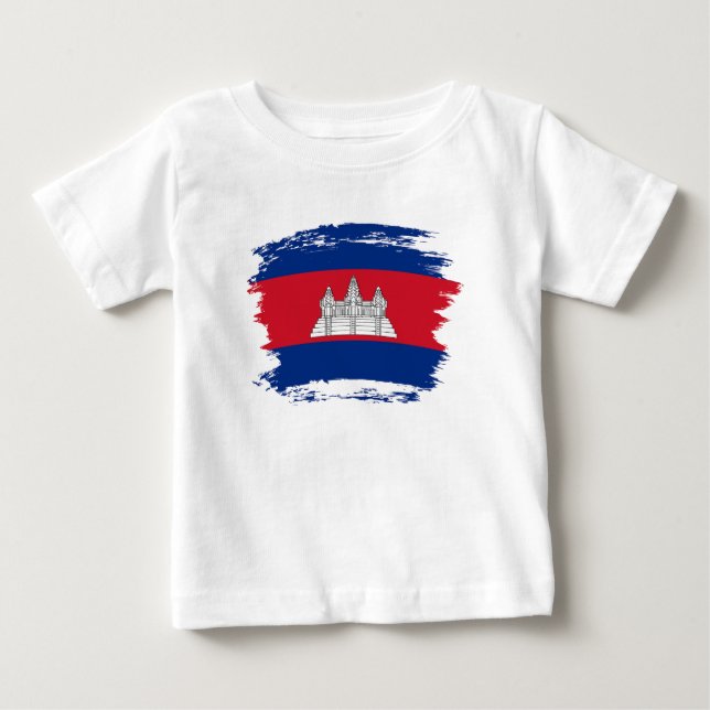 Camiseta Para Bebê Bandeira do Camboja (Frente)