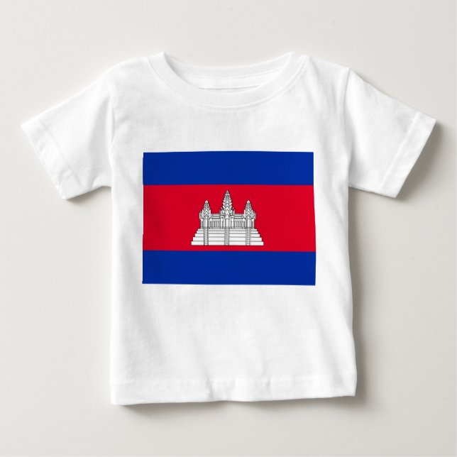 Camiseta Para Bebê Bandeira do Camboja (Frente)