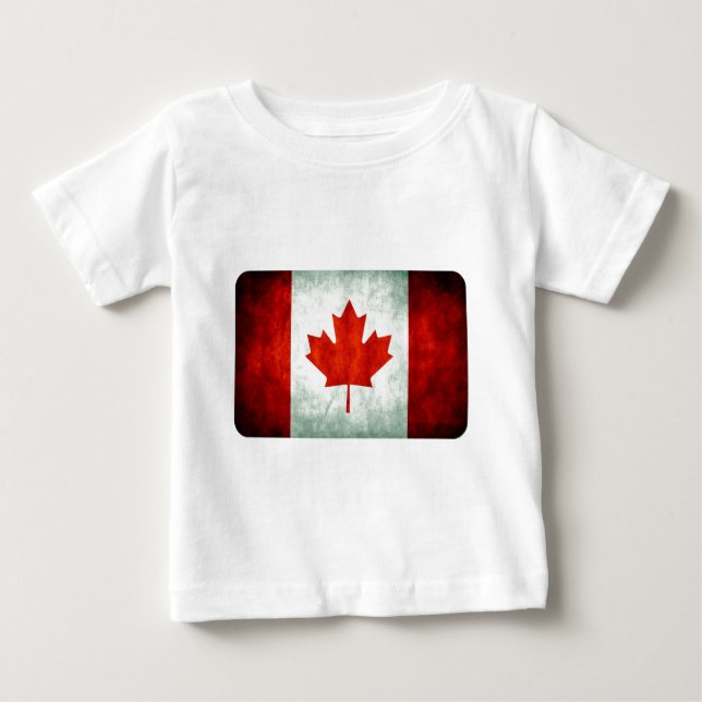 Camiseta Para Bebê Bandeira do Canadá Desgastada (Frente)