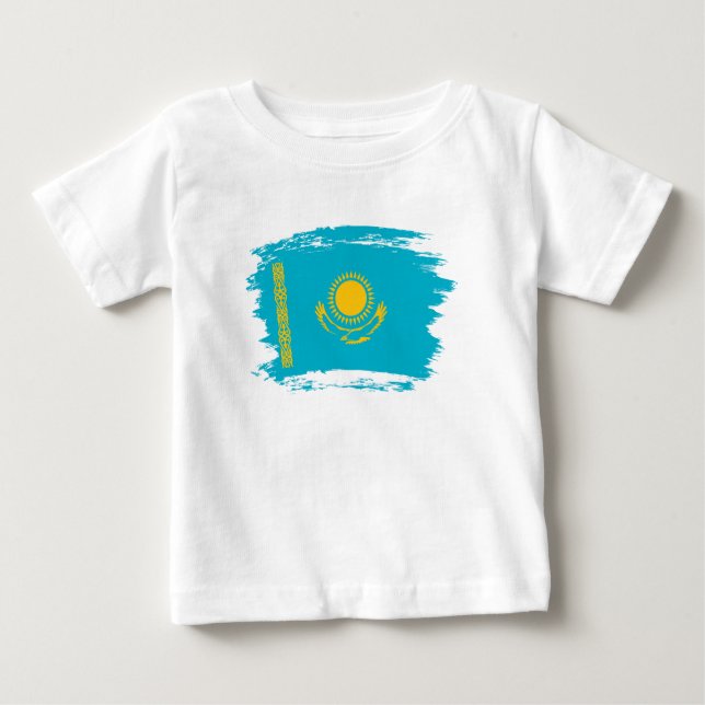 Camiseta Para Bebê Bandeira do Cazaquistão (Frente)