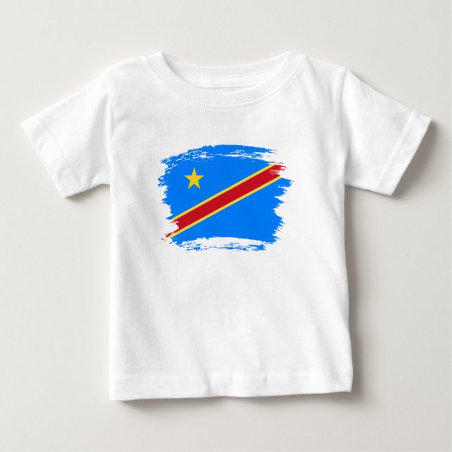 Camiseta Para Bebê Bandeira do Congo (Frente)