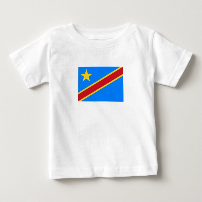 Camiseta Para Bebê Bandeira do Congo Quinxassa (Frente)