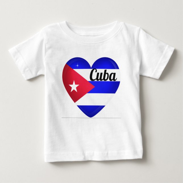 Camiseta Para Bebê Bandeira do Coração de Cuba (Frente)