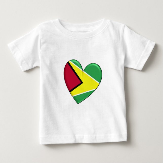 Camiseta Para Bebê Bandeira do coração de Guyana (Frente)