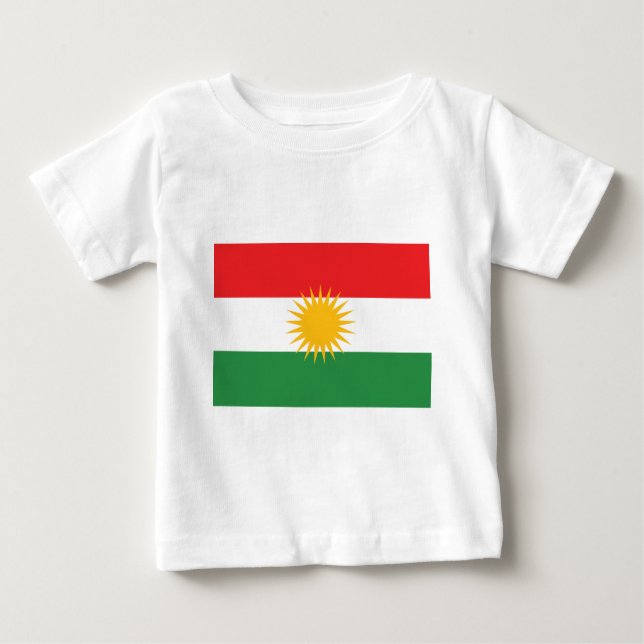 Camiseta Para Bebê Bandeira do Curdistão (Curdistão de Alay ou Alaya (Frente)
