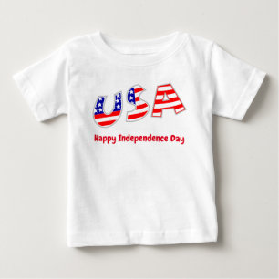 Camiseta Para Bebê Bandeira do Dia da Independência dos EUA