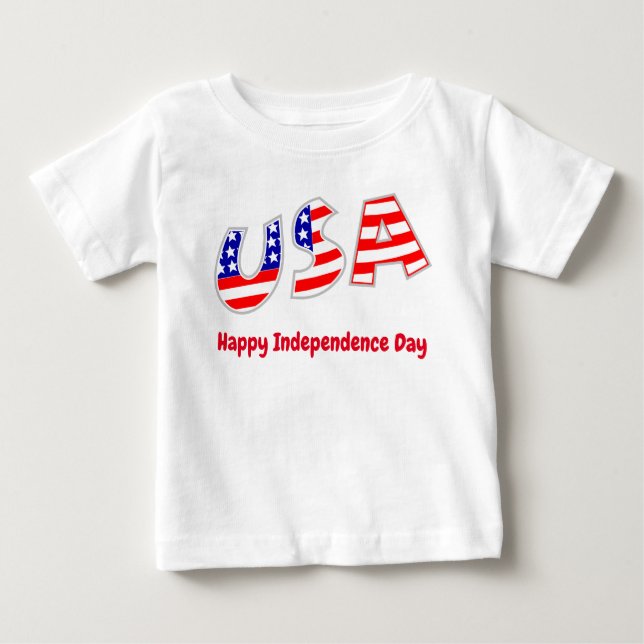 Camiseta Para Bebê Bandeira do Dia da Independência dos EUA (Frente)