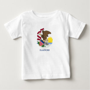 Camiseta Para Bebê Bandeira do Estado de Illinois