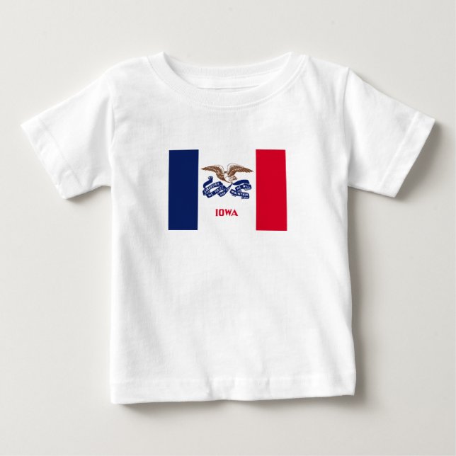 Camiseta Para Bebê Bandeira do Estado de Iowa (Frente)