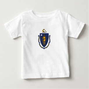 Camiseta Para Bebê Bandeira do Estado de Massachusetts