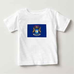 Camiseta Para Bebê Bandeira do Estado de Michigan