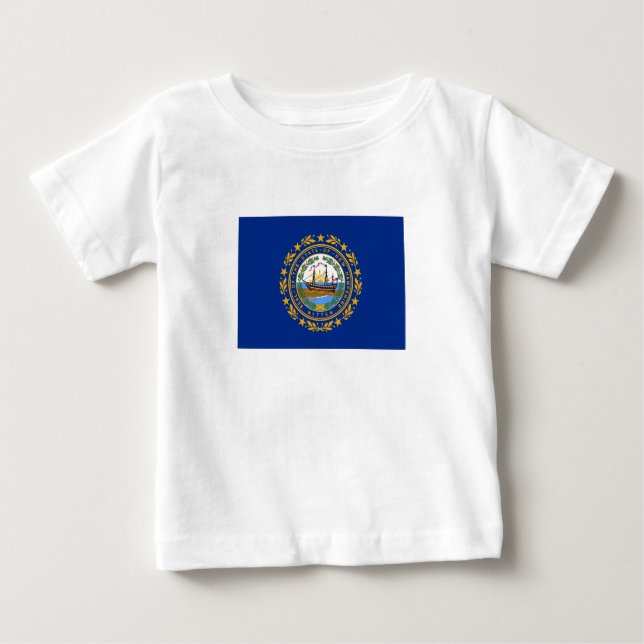 Camiseta Para Bebê Bandeira do Estado de New Hampshire (Frente)