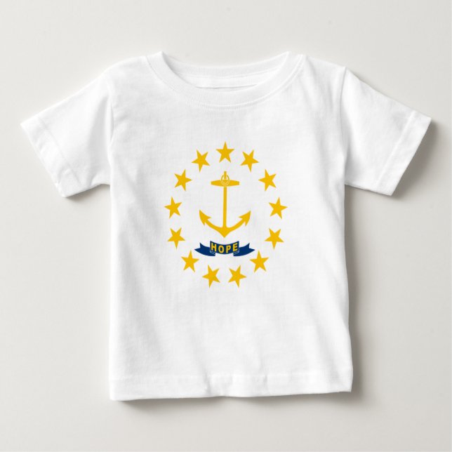 Camiseta Para Bebê Bandeira do Estado de Rhode Island (Frente)
