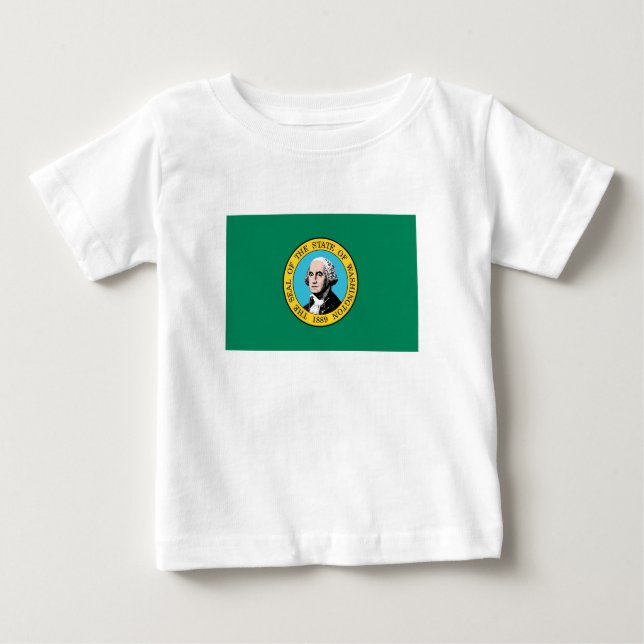 Camiseta Para Bebê Bandeira do Estado de Washington (Frente)