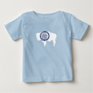 Camiseta Para Bebê Bandeira do estado de Wyoming