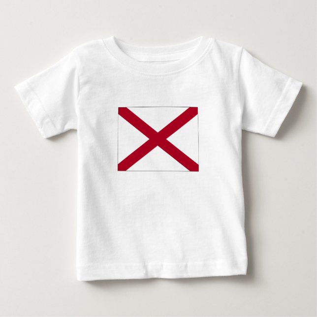 Camiseta Para Bebê Bandeira do Estado do Alabama (Frente)