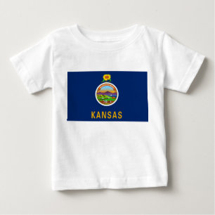 Camiseta Para Bebê Bandeira do Estado do Kansas