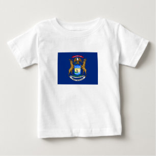 Camiseta Para Bebê Bandeira do Estado do Michigan