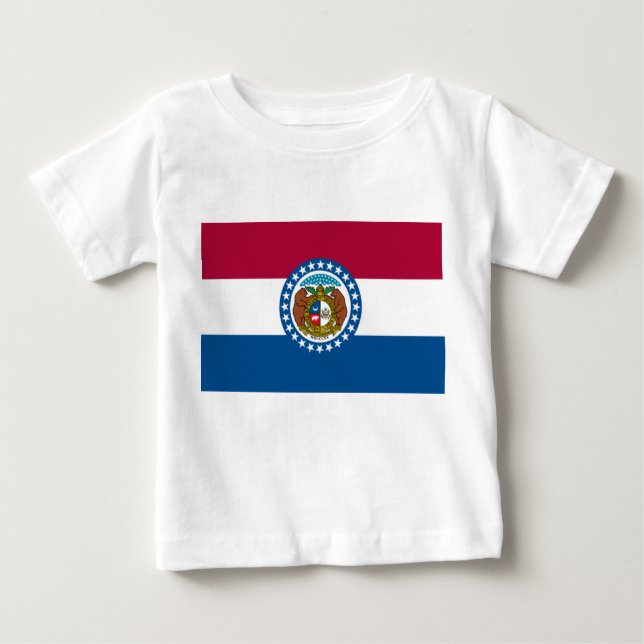 Camiseta Para Bebê Bandeira do Estado do Missouri (Frente)