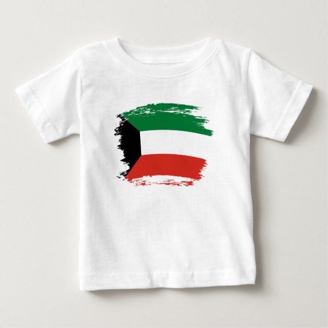 Camiseta Para Bebê bandeira do Kuwait (Frente)