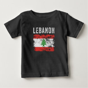 Camiseta Para Bebê Bandeira do Líbano em apuros - Bandeira do Líbano