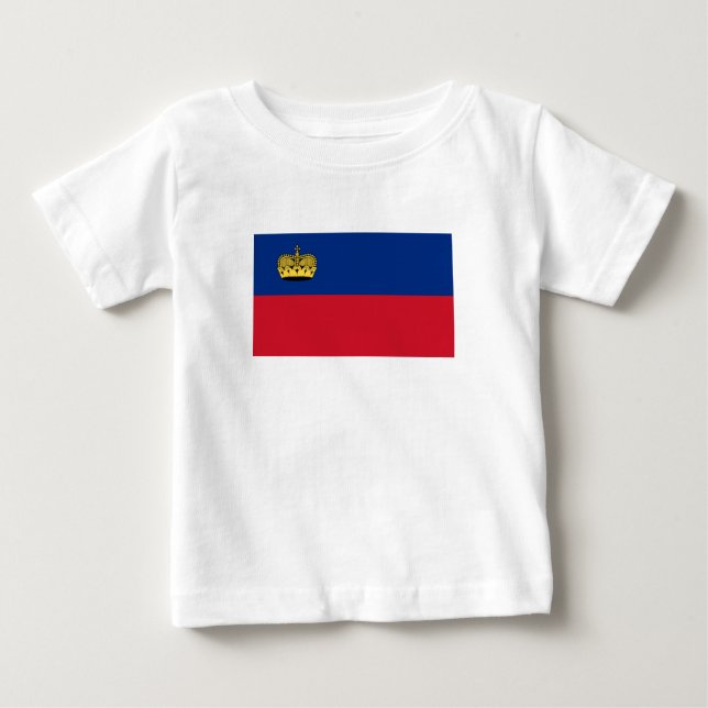 Camiseta Para Bebê Bandeira do Liechtenstein (Frente)