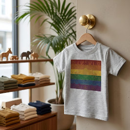 Camiseta Para Bebê Bandeira do Orgulho Art Déco | Arco-íris I Vintage