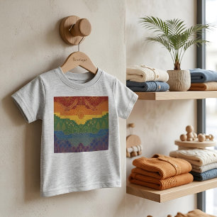 Camiseta Para Bebê Bandeira do Orgulho Art Déco Arco-íris II Vintag