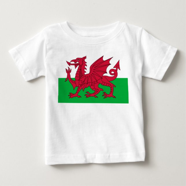 Camiseta Para Bebê Bandeira do País de Gales (Frente)
