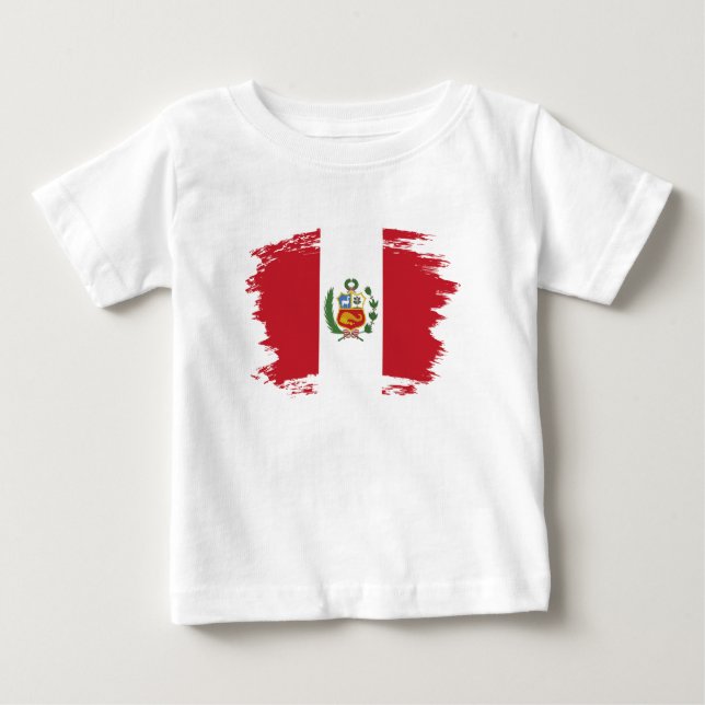 Camiseta Para Bebê Bandeira do Peru (Frente)
