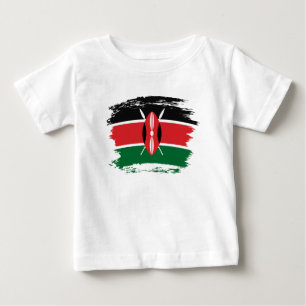 Camiseta Para Bebê bandeira do Quênia