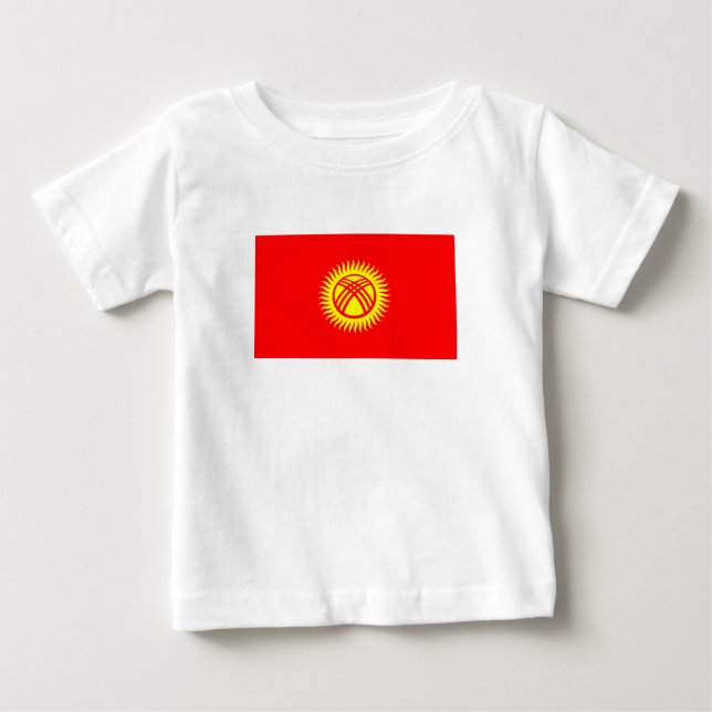 Camiseta Para Bebê Bandeira do Quirguistão (Frente)