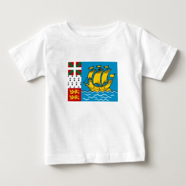 Camiseta Para Bebê Bandeira do santo Pierre e Miquelon (Frente)