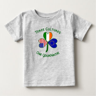 Camiseta Para Bebê Bandeira do Trevo da Irlanda da União Europeia EUA