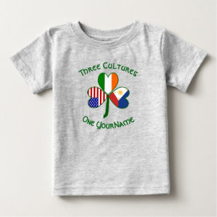 Camiseta Para Bebê Bandeira do Trevo da Irlanda Filipina Personalizad