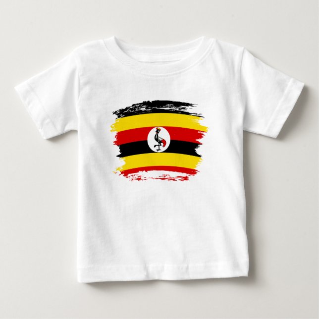 Camiseta Para Bebê Bandeira do Uganda (Frente)