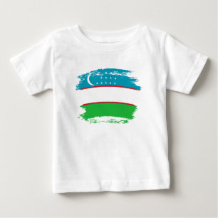 Camiseta Para Bebê bandeira do Usbequistão