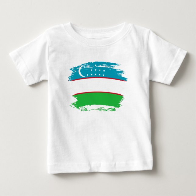 Camiseta Para Bebê bandeira do Usbequistão (Frente)