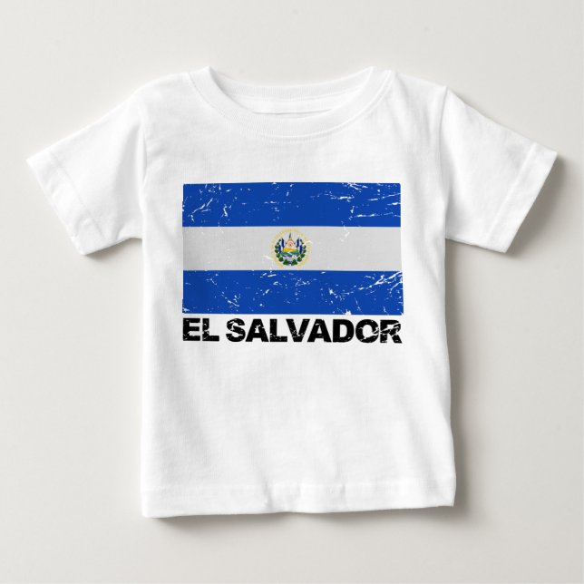 Camiseta Para Bebê Bandeira do vintage de El Salvador (Frente)